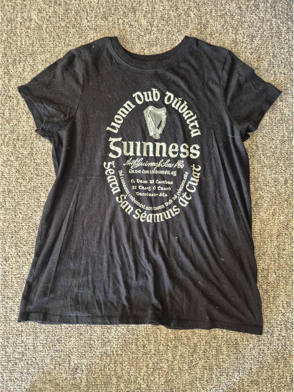 Guinness Black Logo Graphic T-Shirt Size L
